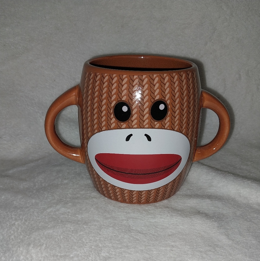 Cute sock monkey double handle mug